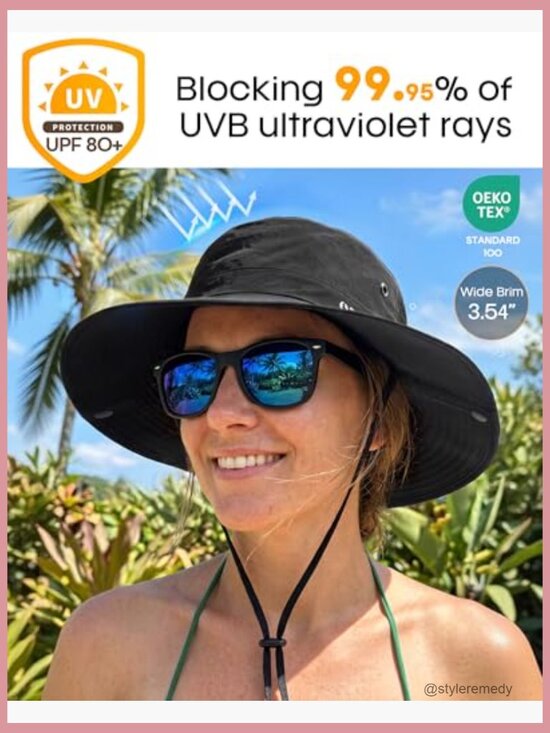 Wide Brim UPF 80+ Sun Hat with Ponytail Hole Packable Travel Beach Hat main image 7